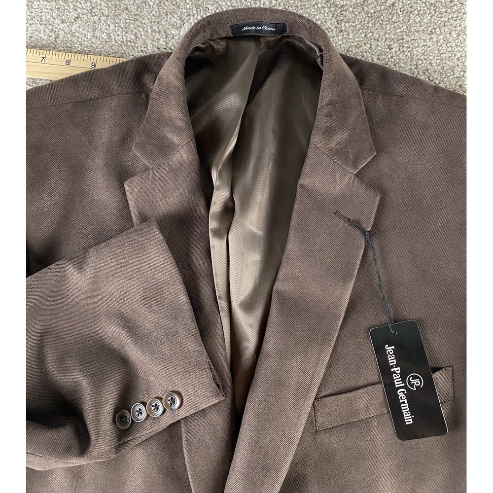 Jean Paul Germain 48XL (L) 2 Button Sport Coat Blazer Microfiber Sueded Brown